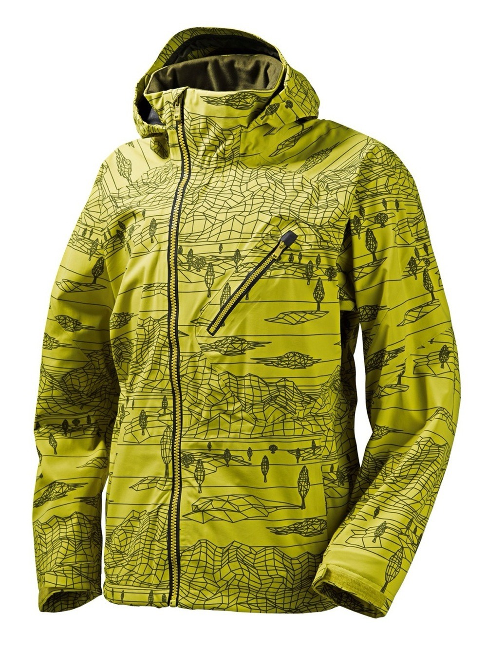 Burton AK 3L Sqwawk Softshell Yellow Printed Jacket, size XXL
